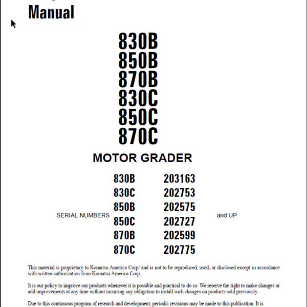 830B 850B 870B 830C 850C 870C Shop Manual