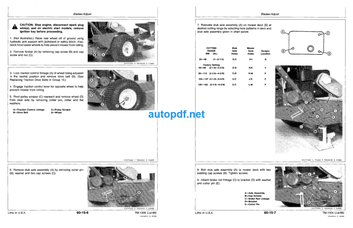 32 36 48 and 52-lnch Commercial Walk-Behind Mowers Technical Manual (TM1305)