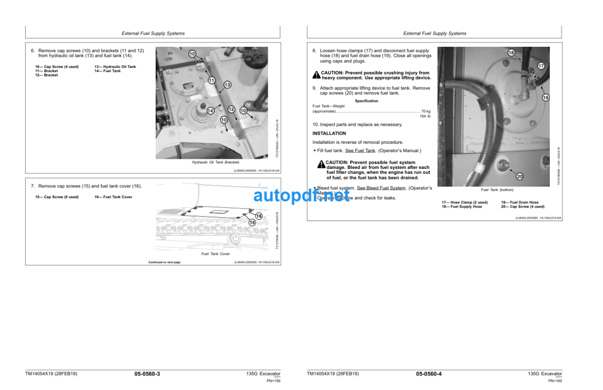 135G Excavator Repair Technical Manual (TM14054X19)