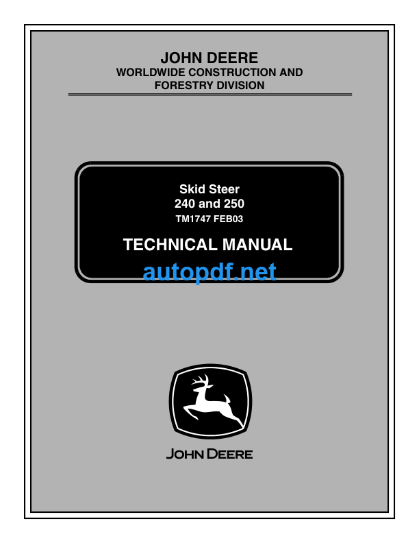 240 and 250 Skid Steer Technical Manual