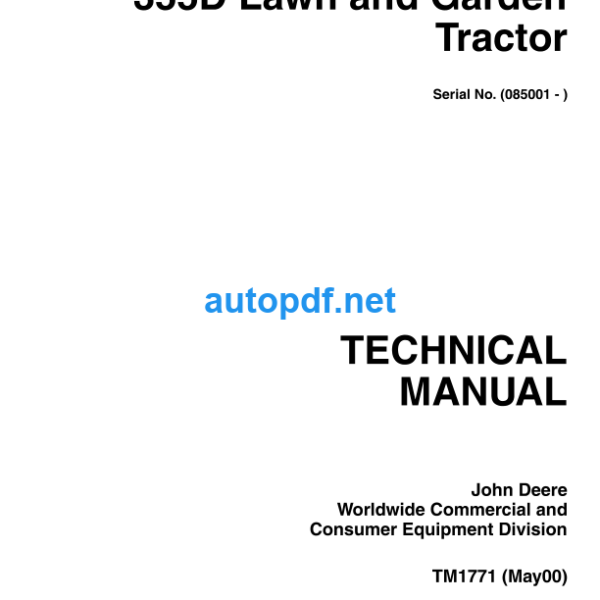 355D Lawn and Garden Tractor Technical Manual (TM1771)