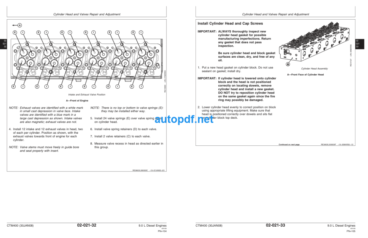 9.0 L OEM Diesel Engines Base Engine Repair Technical Manual (CTM400)