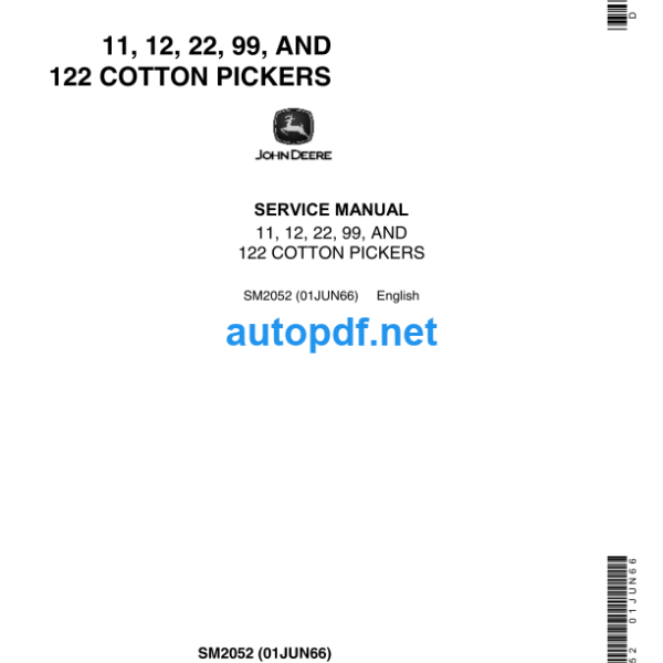 11, 12, 22, 99 and 122 Cotton Pickers Service Manual (SM2052)