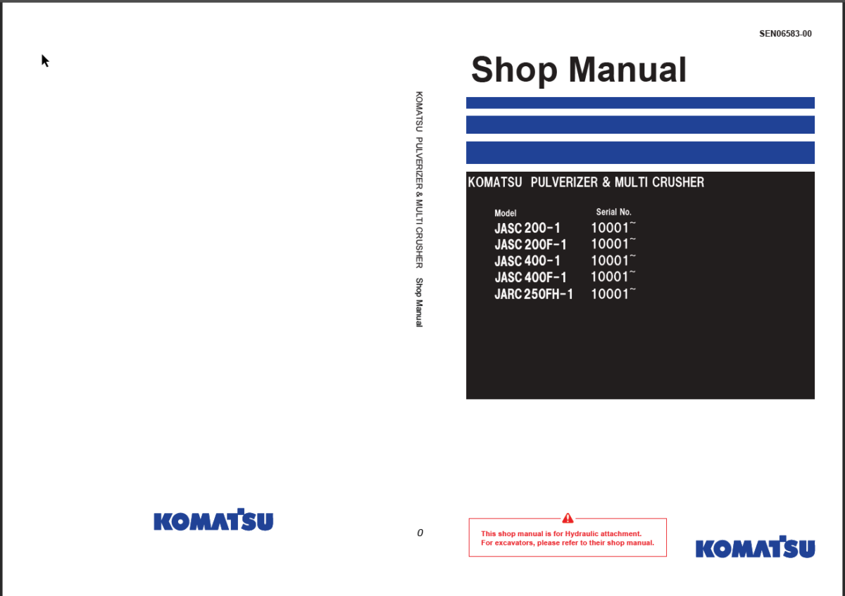 JASC 200-1 JASC 200F-1 JASC 400-1 JASC 400F-1 JARC250FH-1 (SEN06583-00) Shop Manual