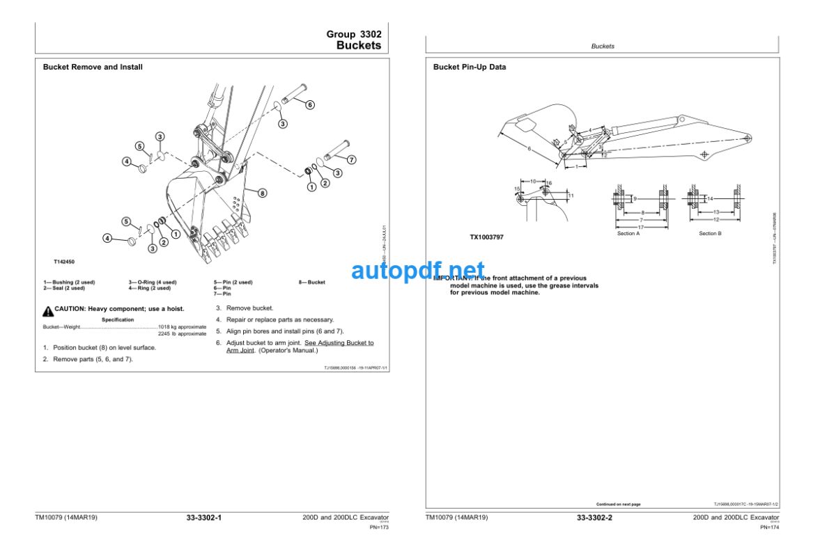 200D and 200DLC Excavator Repair Technical Manual (TM10079)