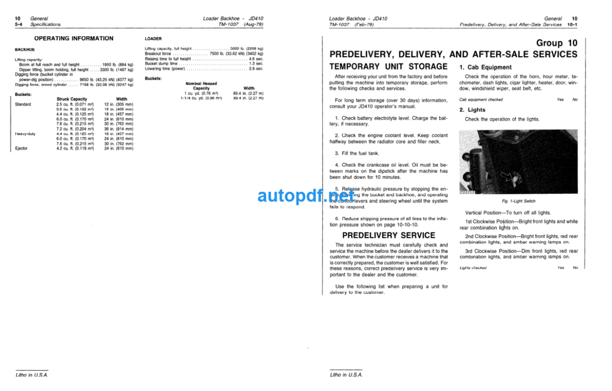 410 Backhoe Loader Technical Manual