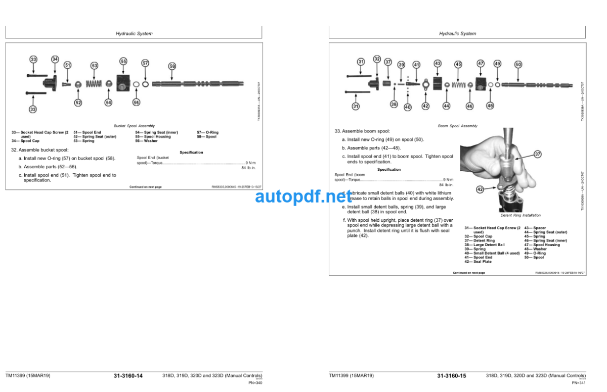 318D 319D 320D and 323D Skid Steer Loader Repair (Manual Controls) Technical Manual (TM11399)