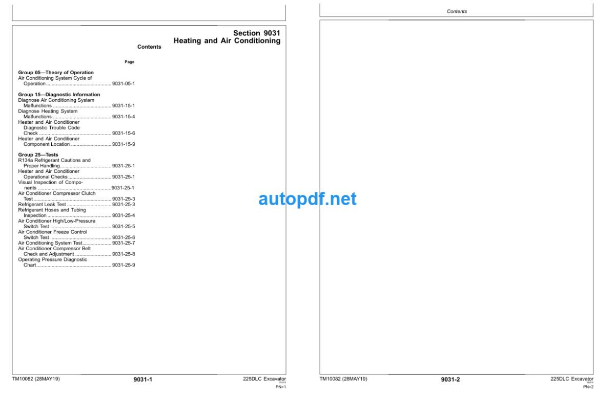 225DLC Excavator Operation and Test Technical Manual (TM10082)