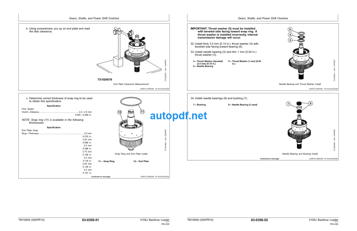 310SJ Backhoe Loader Repair Technical Manual