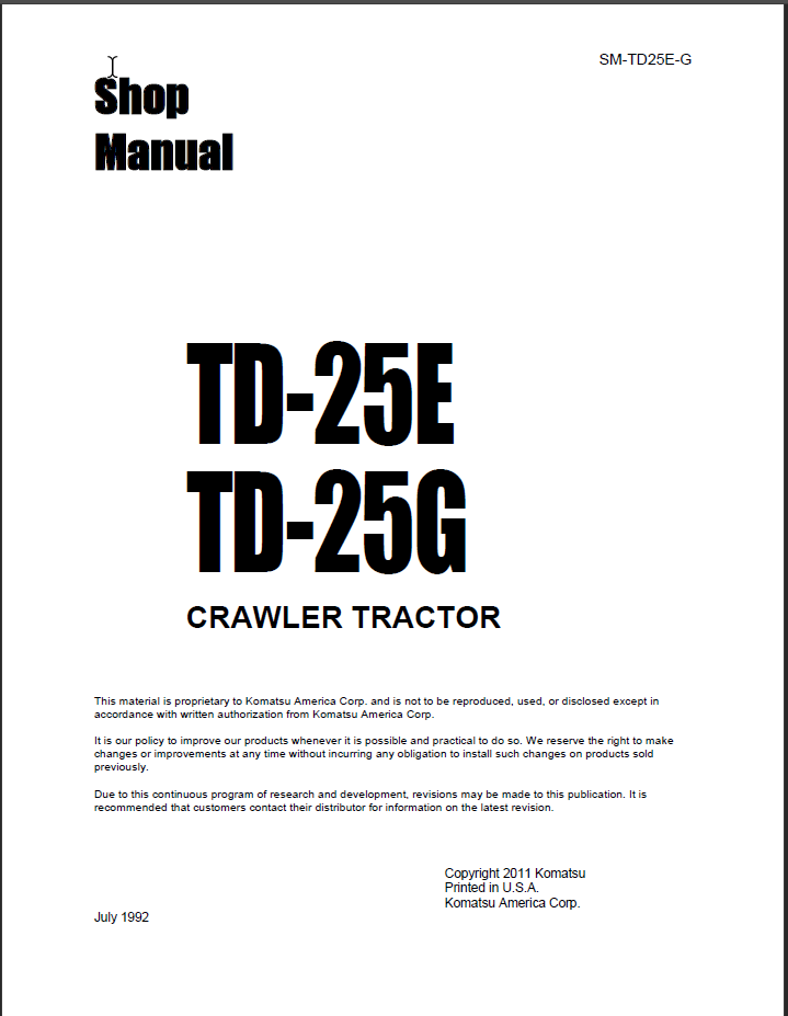 TD-25E TD-25G Shop Manual