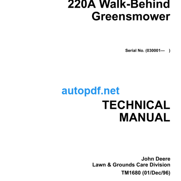 220A Walk-Behind Greensmower Technical Manual (TM1680)