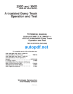 250D and 300D (SN 200537-609165) Articulated Dump Truck Operation and Test Technical Manual