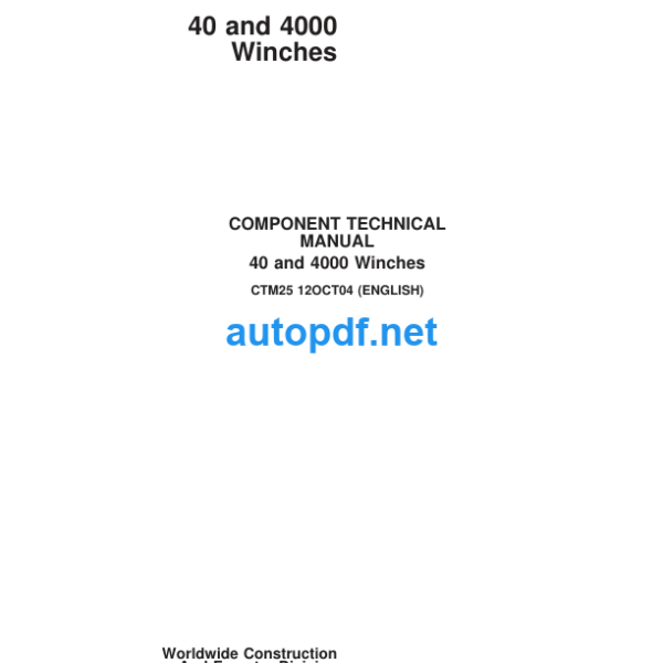 40 and 4000 Winches COMPONENT TECHNICAL MANUAL