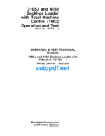 310SJ and 410J Backhoe Loader with Total Machine Control (TMC) Operation and Test Technical Manual (TM10852)