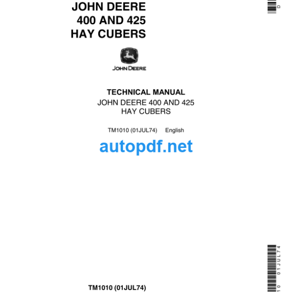 400 and 425 Hay Cubers Technical Manual (TM1010)