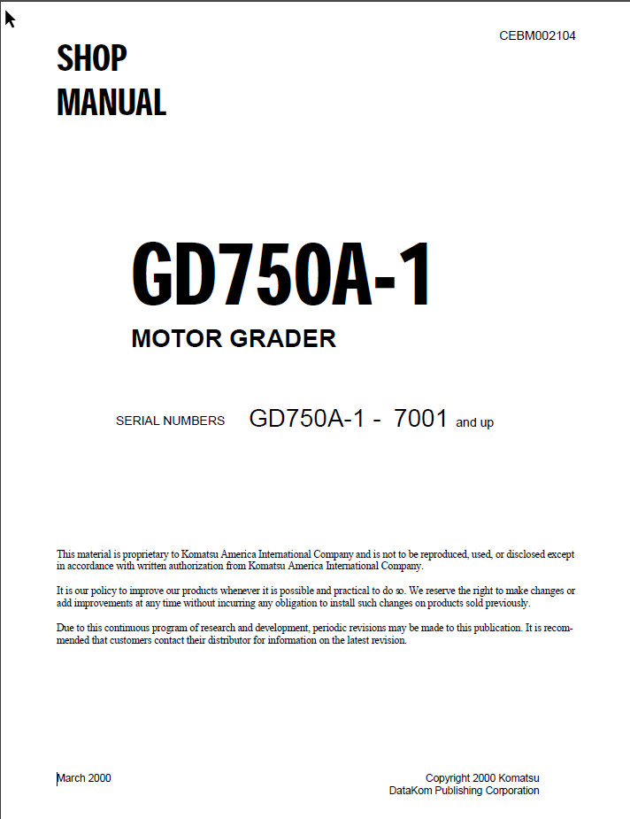 GD750A-1 Shop Manual