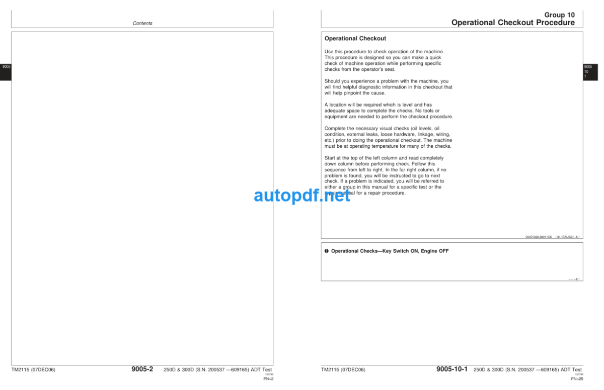 250D and 300D (SN 200537-609165) Articulated Dump Truck Operation and Test Technical Manual