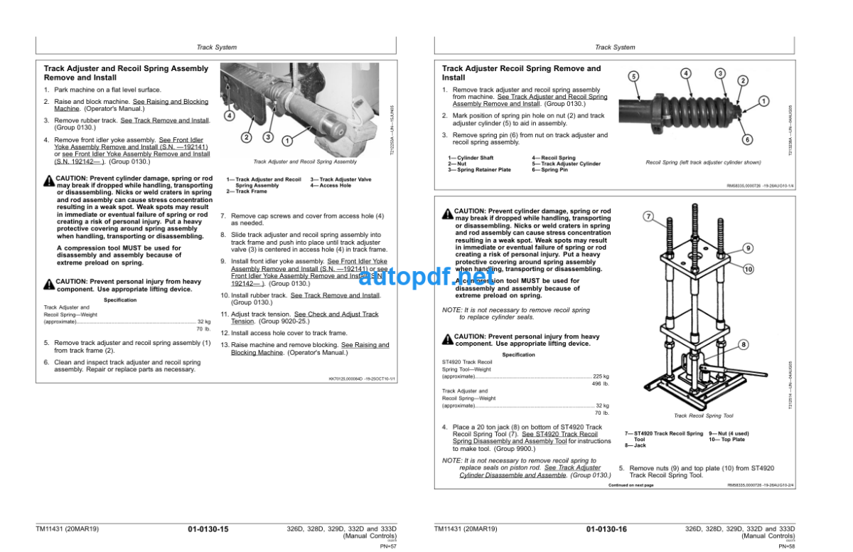 326D 328D 329D 332D and 333D Skid Steer Loader Repair (Manual Controls) Technical Manual (TM11431)