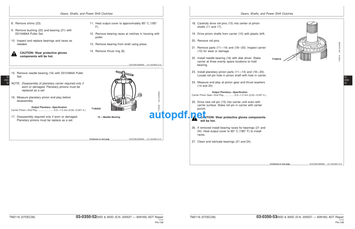 250D and 300D Articulated Dump Truck Repair Technical Manual