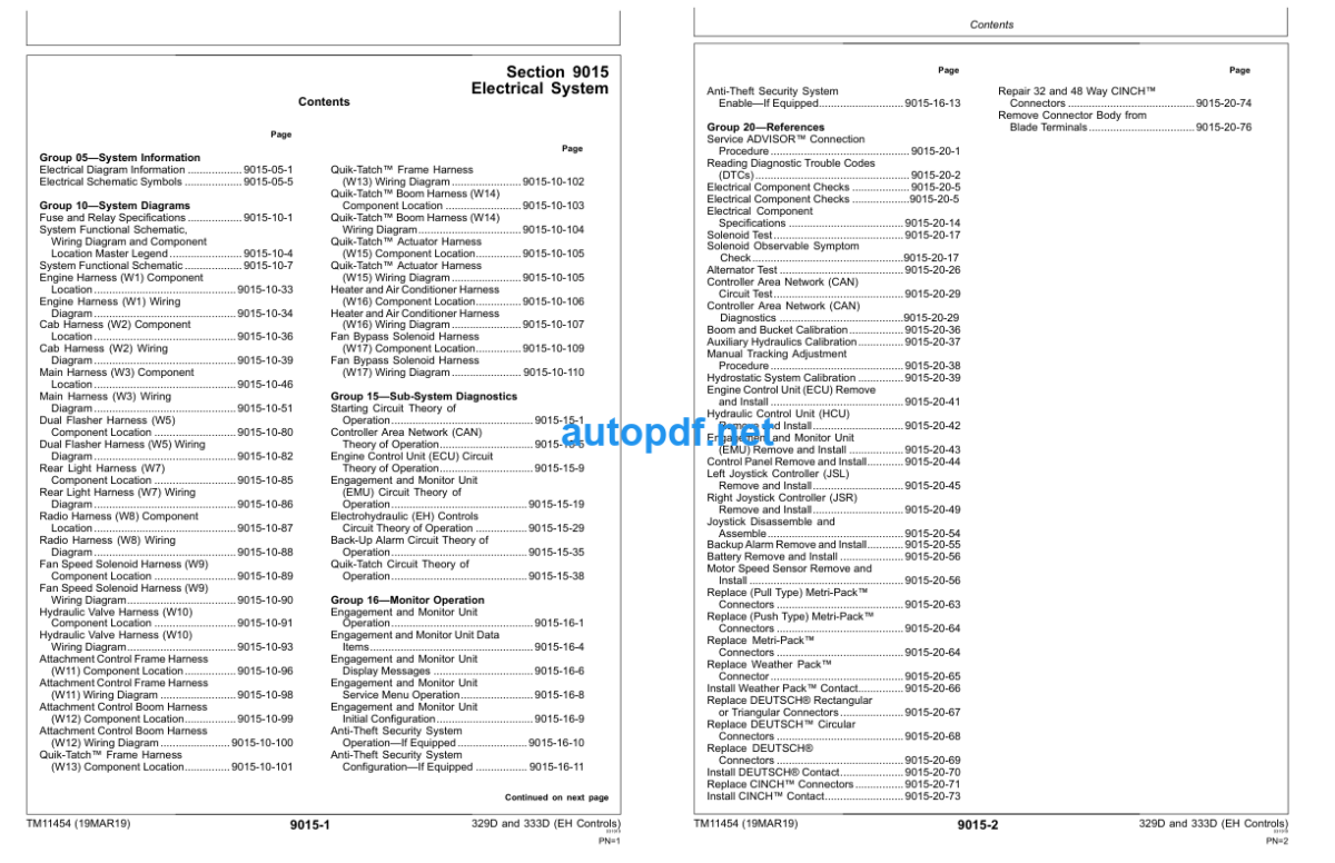 329D and 333D Skid Steer Loader Operation and Test (EH Controls) Technical Manual (TM11454)