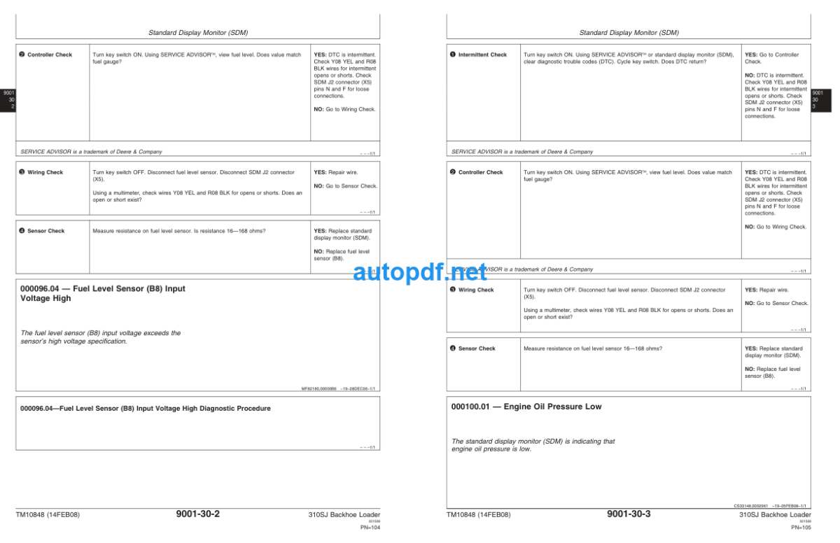 310SJ Backhoe Loader Operation and Test Technical Manual (TM10848)