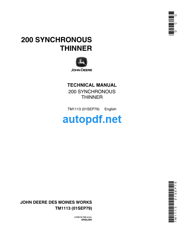 200 Synchronous Thinner Technical Manual (TM1113)