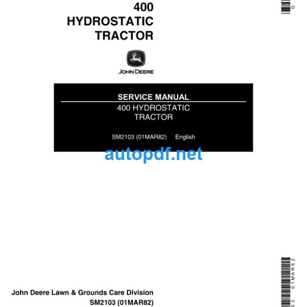 400 Hydrostatic Tractors Service Manual (SM2103)