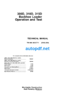 300D 310D 315D Backhoe Loader Operation and Test Technical Manual (TM1496)