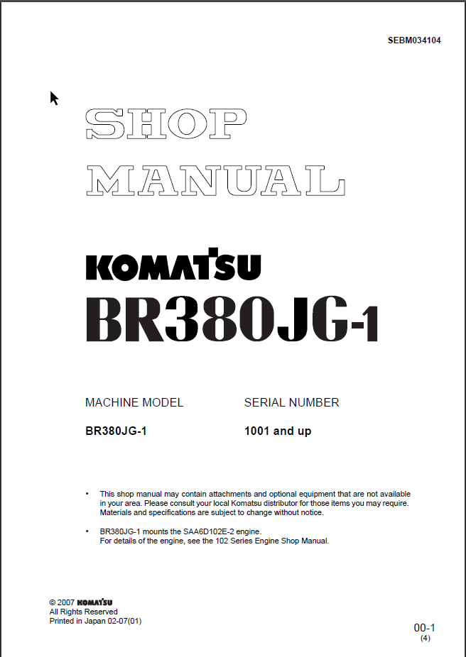 BR380 JG-1 (SEBM034104) Shop Manual