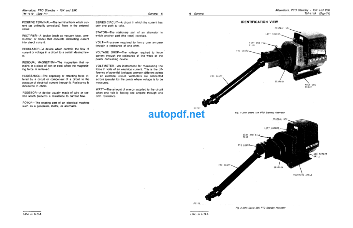 15K and 25K PTO Standby Alternators Technical Manual (TM1119)