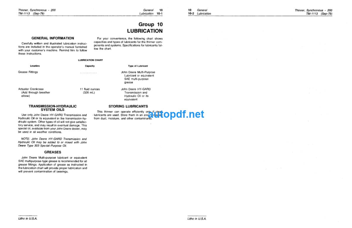 200 Synchronous Thinner Technical Manual (TM1113)