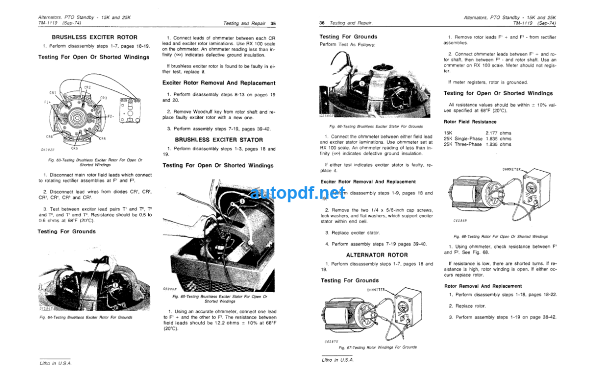 15K and 25K PTO Standby Alternators Technical Manual (TM1119)