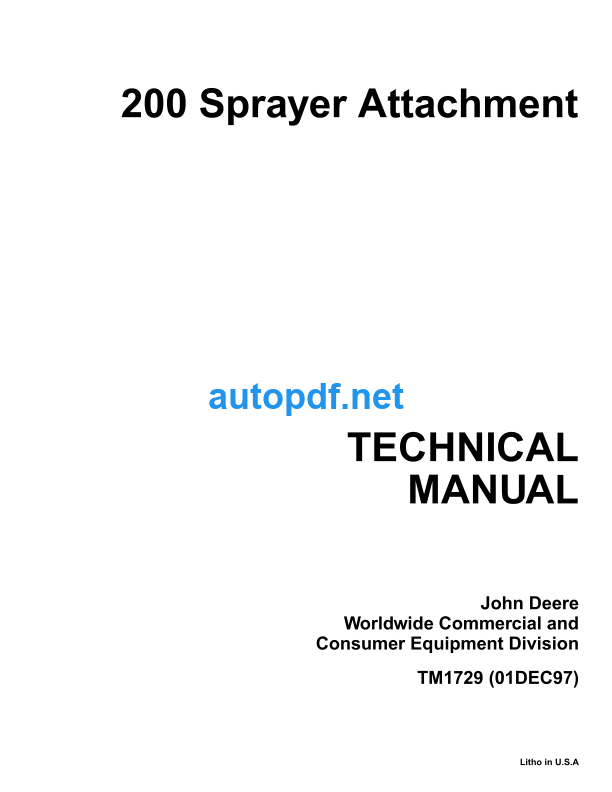 200 Sprayer Attachment Technical Manual (TM1729)