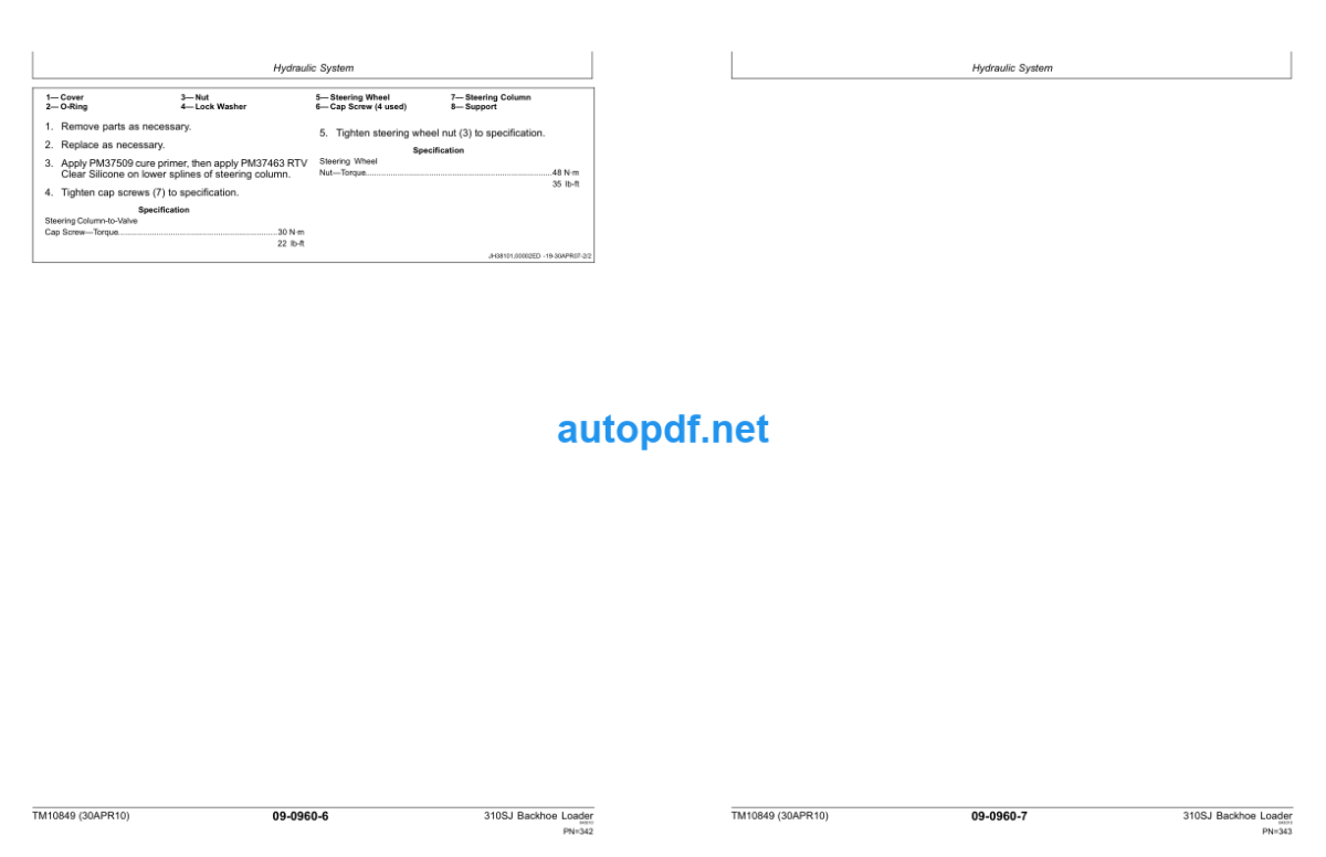 310SJ Backhoe Loader Repair Technical Manual