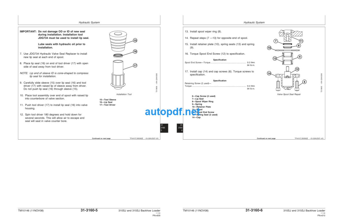 310SJ and 315SJ Backhoe Loader Repair Technical Manual