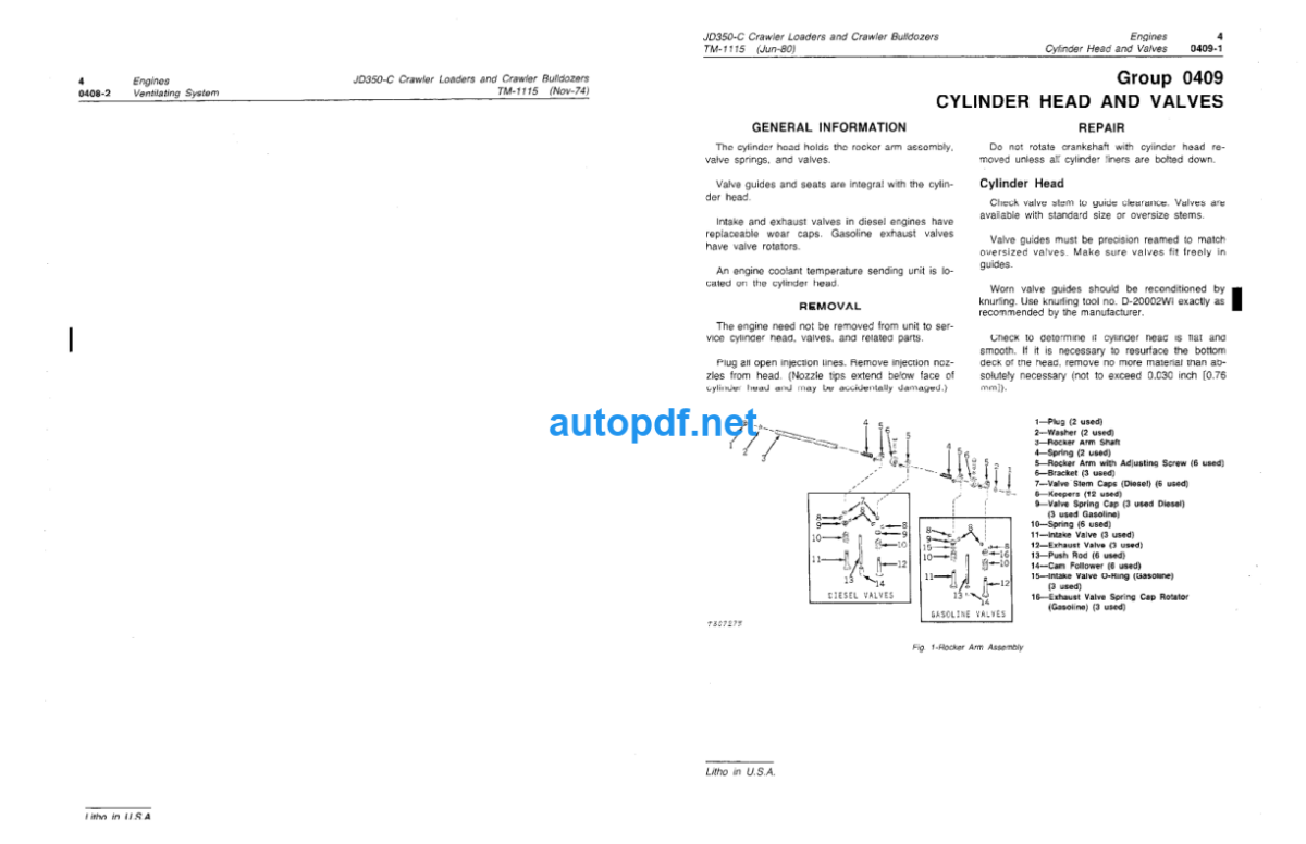 350C 350D Crawler Bulldozer and Crawler Loader Technical Manual (TM1115)