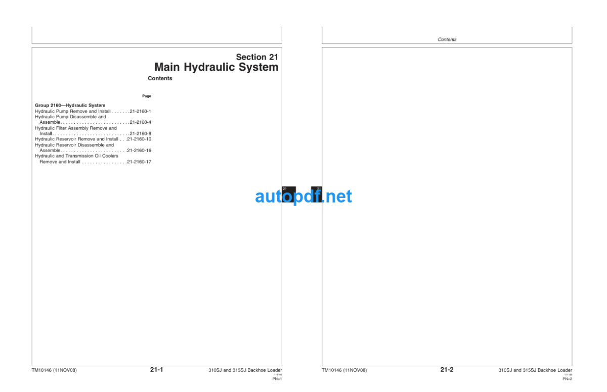 310SJ and 315SJ Backhoe Loader Repair Technical Manual