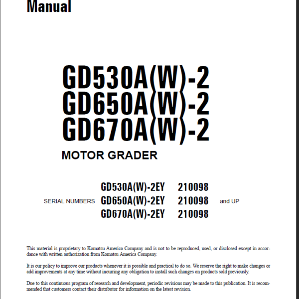 GD530A(W)-2 GD650A(W)-2 GD670A(W)-2 Shop Manual