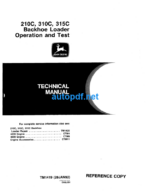 210C, 310C, 315C Backhoe Loader Operation and Test Technical Manual