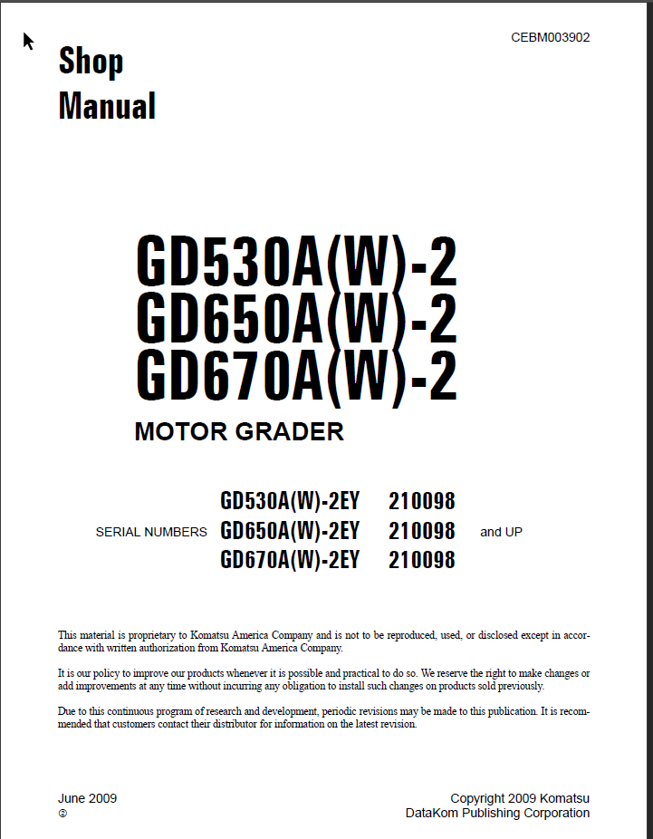 GD530A(W)-2 GD650A(W)-2 GD670A(W)-2 Shop Manual