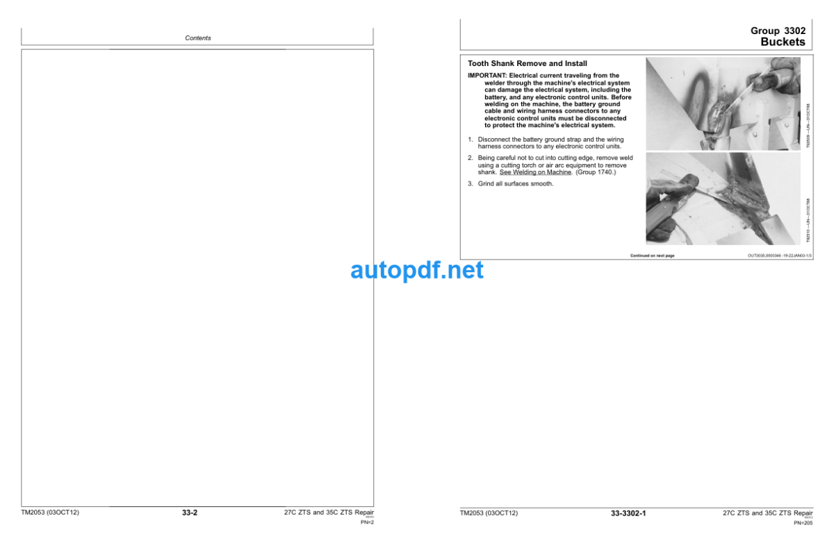 27C ZTS and 35C ZTS Excavator Repair Technical Manual (TM2053)