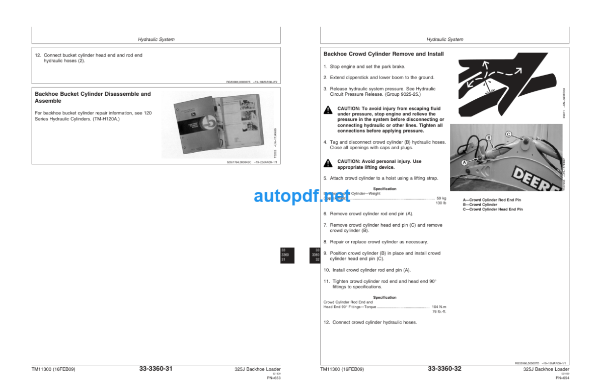 325J Backhoe Loader Repair Technical Manual