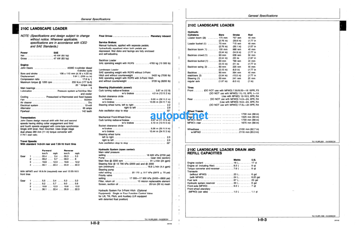 210C, 310C, 315C Backhoe Loader Operation and Test Technical Manual