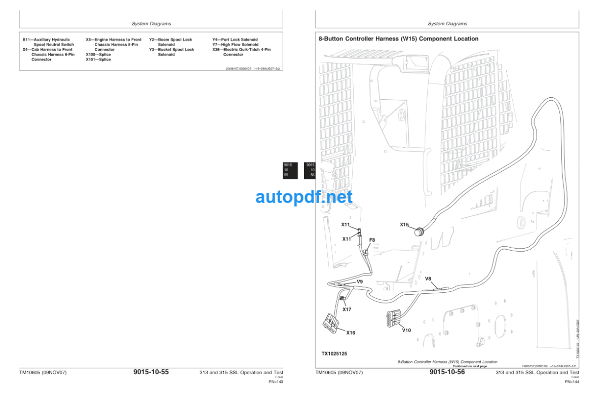 313 and 315 Skid Steer Loader Operation and Test Technical Manual