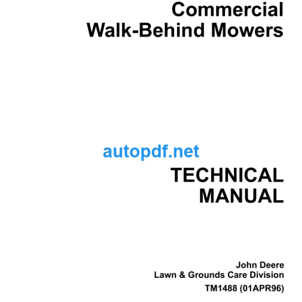 38 48 and 54-lnch Commercial Walk-Behind Mowers Technical Manual (TM1488)