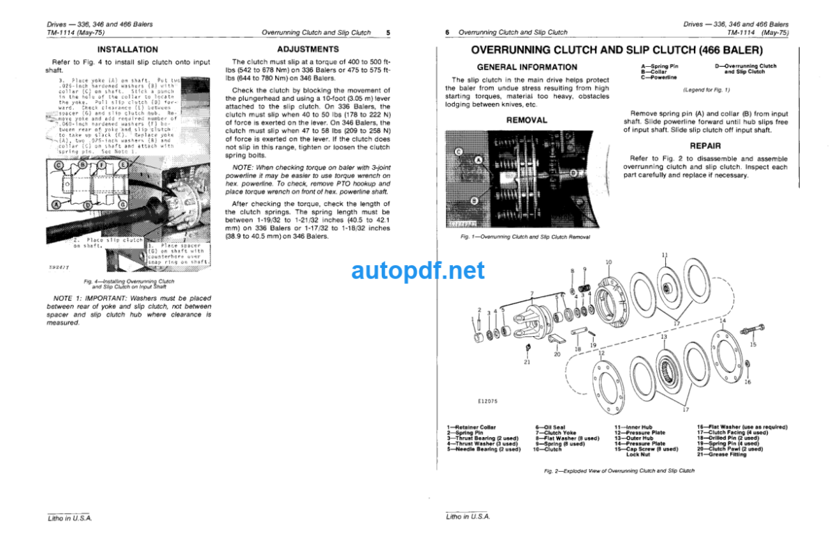 336 346 and 466 Baler Drives Technical Manual (TM1114)