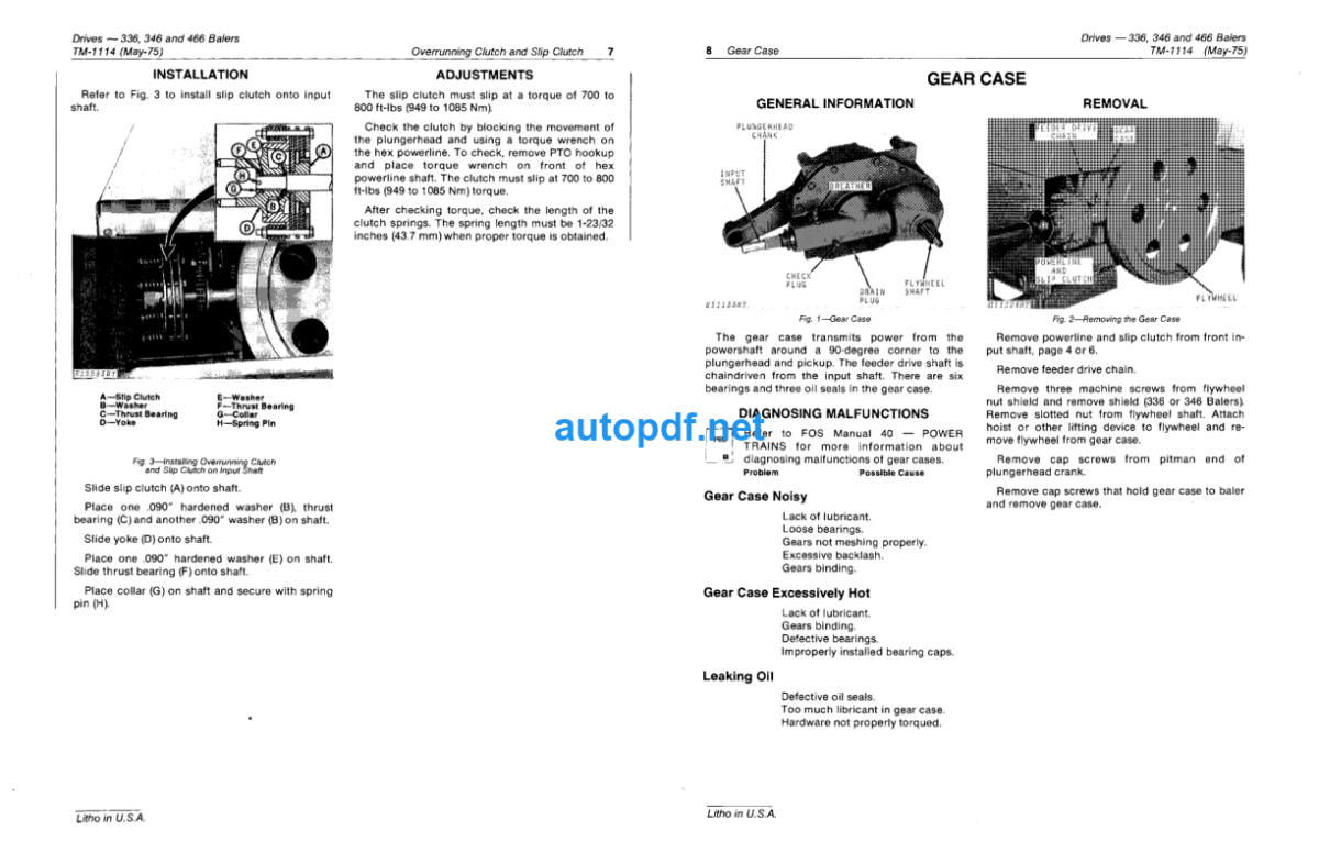 336 346 and 466 Baler Drives Technical Manual (TM1114)