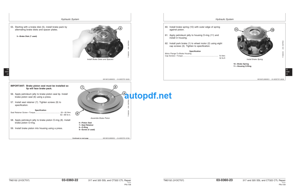 317 and 320 Skid Steer Loader CT322 Compact Track Loader Repair Technical Manual (TM2152 31OCT07)