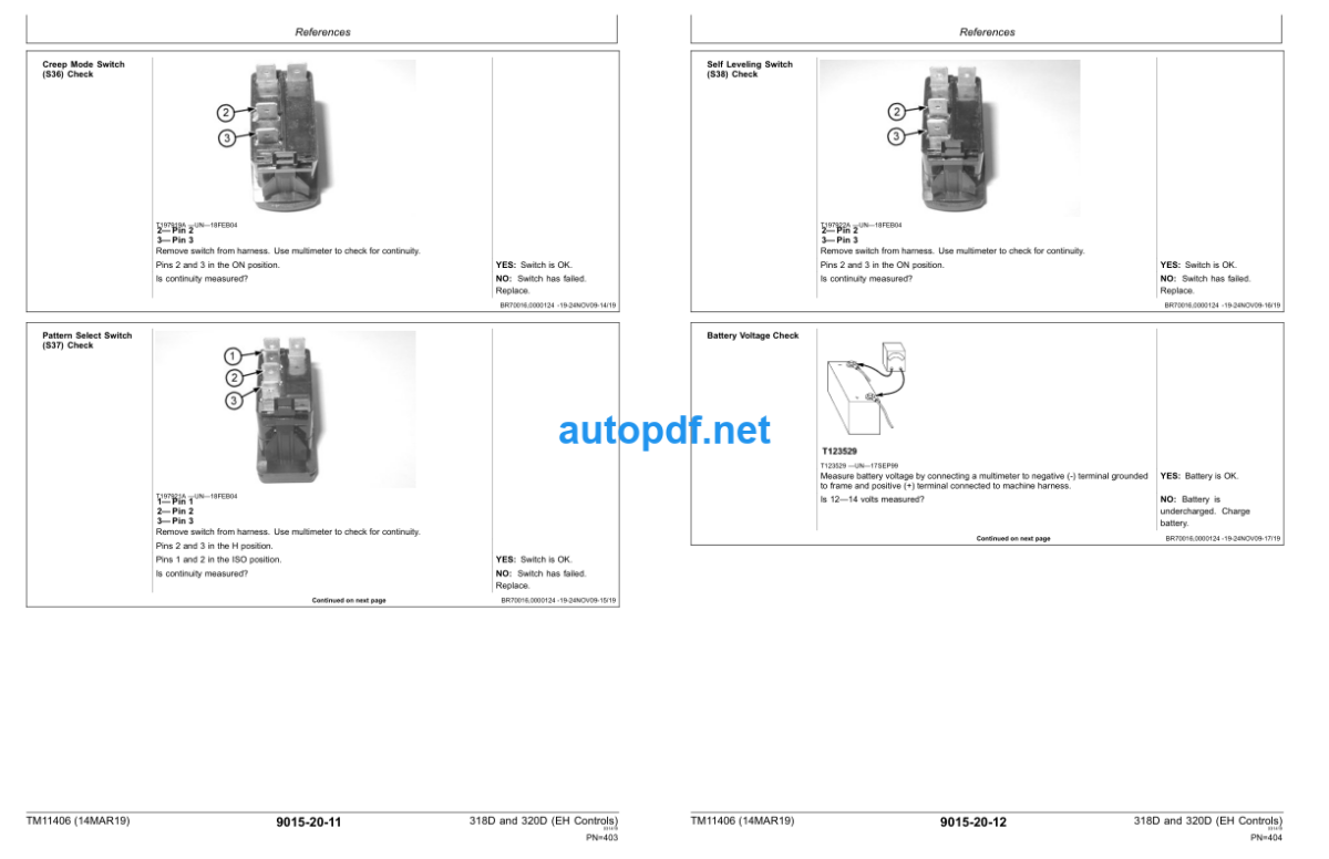 318D and 320D Skid Steer Loader Operation and Test (EH Controls) Technical Manual (TM11406)