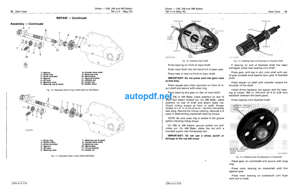 336 346 and 466 Baler Drives Technical Manual (TM1114)